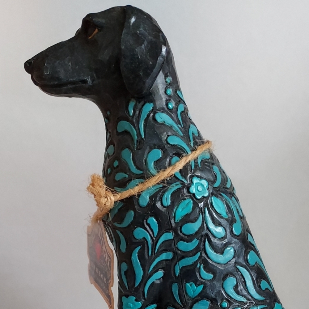 Jim Shore Heartwood Creek Black & Teal Decorative Dog Figurine Licorice - Picture 3 of 7